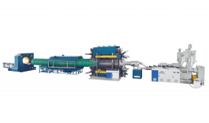 HDPE / PP / PVC vèrtikal Koleksi Double Wall Corrugated Pipe PVC Canadian Pipe Extrusion Line