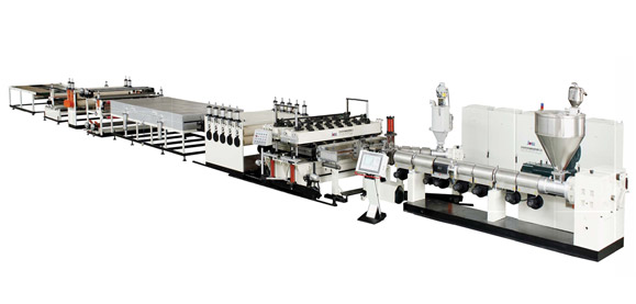 PC, PP, PE Plastic Hollow Cross Section Plate Extrusion Line